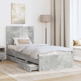 Ramka łóżka Betonowy szary 75 x 190 cm Drewno inżynieryjne