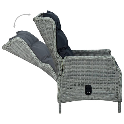 9-cz. zestaw mebli ogrodowych, poduszki, rattan PE, jasnoszary
