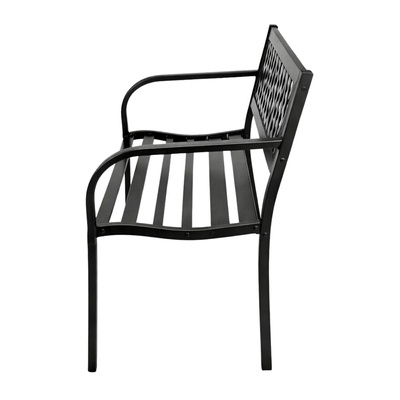 Ławka Ogrodowa Parkowa Taras Ogród Metalowa Oparcie Czarna 120 cm