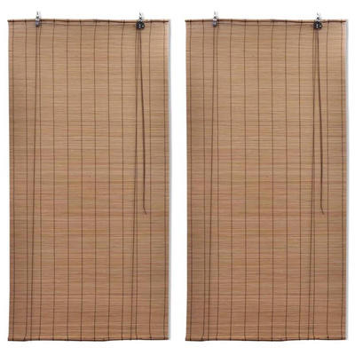 vidaXL Bambusowe rolety, 2 szt., 120 x 220 cm, brązowe