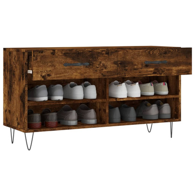 Ławka z miejscem na buty, przydymiony dąb, 102x35x55 cm