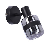 Yuki Lampa Kinkiet Czarny Matowy 1X15W E14 Klosz Dymiony