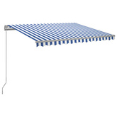 Ręcznie zwijana markiza z LED, 300 x 250 cm, niebiesko-biała vidaXL
