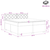 Łóżko Box Spring z materacem i LED jasnoszary 200 x 200 cm
