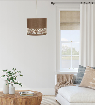 Lampa wisząca z abażurem Arabesca brązowa do salonu
