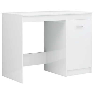 vidaXL Biurko, białe z połyskiem 140x50x76 cm, materiał drewnopochodny