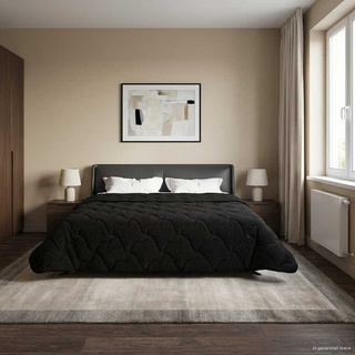 Letni Kołdra Czarny 220 x 240 cm Mikrofibra i Fleece Teddy