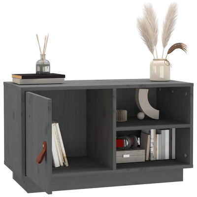 vidaXL Szafka pod TV, szara, 70x34x40 cm, lite drewno sosnowe