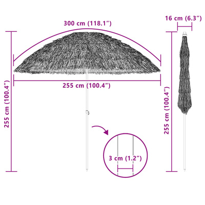 Parasol plażowy Naturalny 255 x 255 x 255 cm Poliester i Stal