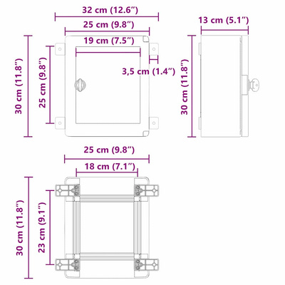 Szafka sterownicza Szary 32 x 13 x 30 cm Plastik ABS