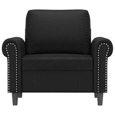 Fotel, czarny, 60 cm, obity sztuczną skórą