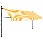 vidaXL Ręcznie zwijana markiza z LED, 350 cm, biało-pomarańczowa