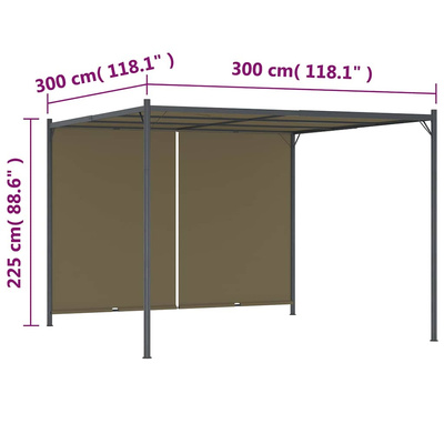 Pergola ogrodowa ze zwijanym dachem, 3x3 m, taupe, 180 g/m?
