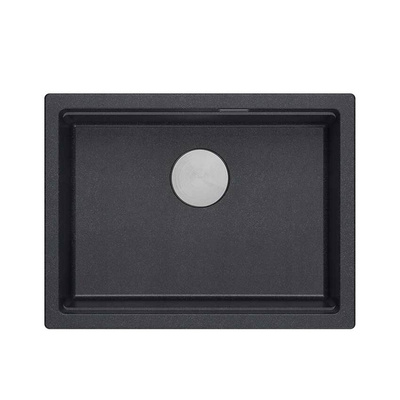 LOGAN 100 GraniteQ zlewozmywak black diamond 59,5x45,1x21,5 cm 1-komorowy podwieszany z syfonem manualnym stal szlachetna