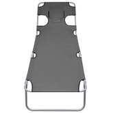 vidaXL Składany leżak z zagłówkiem i regulowanym oparciem, szary