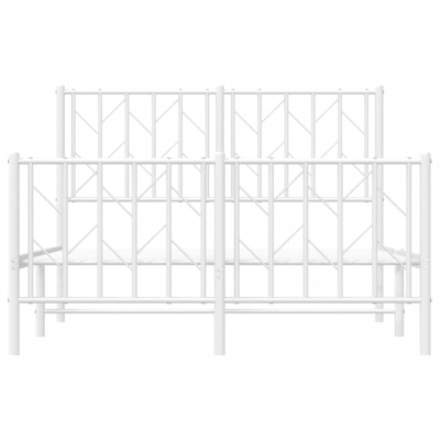 Metalowa rama łóżka z wezgłowiem i zanóżkiem, biała, 120x200 cm