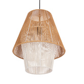 Lampa wisząca z abażurem Africa beżowo-biała do sypialni E27