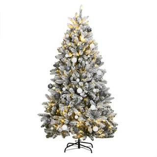 vidaXL Sztuczna choinka na zawiasach, 300 lampek LED i bombki, 210 cm wariant 4