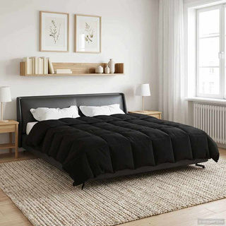 Zimowa Kołdra Kwiłtowany Czarny 200 x 220 cm Mikrofibra