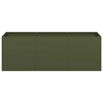 Donica, oliwkowa, 120x40x40 cm, stal walcowana na zimno
