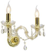Kryształowy kinkiet ścienny MARIA TERESA podwójny złoty 2x E14 - elegancka lampa ścienna vintage 