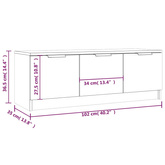Szafka pod telewizor, biała, 102x35x36,5 cm