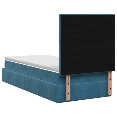 Łóżko ottoman z materacem Ciemnoniebieski 80 x 200 cm Welur