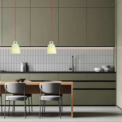 Lampa wisząca SEWILLA zielona - z ceramicznym kloszem - skandynawska lampa nad stół