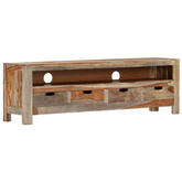 vidaXL Szafka pod TV z litego drewna sheesham, 130 x 30 x 40 cm