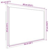 Lustro łazienkowe z LED, białe, 60x8,5x37 cm, akryl