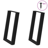 Nogi do stołu jadalnego w kształcie litery U 2 szt. Czarne 50x(72-73) cm Stal