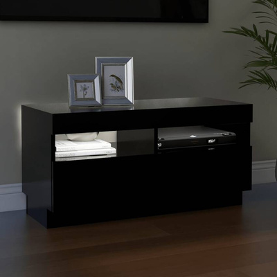 vidaXL Szafka pod TV z oświetleniem LED, czarna, 80x35x40 cm
