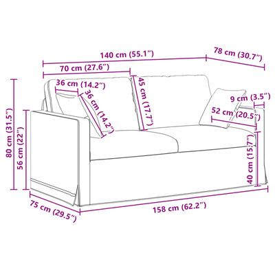 Sofa Ciemna zieleń 158 x 78 x 80 cm Aksamit