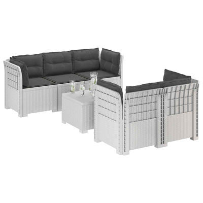 5-osobowa sofa ogrodowa z poduszkami w stylu rattanowym PP