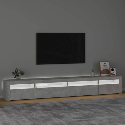 vidaXL Szafka pod TV z oświetleniem LED, szarość betonu, 270x35x40 cm