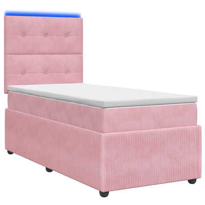 Łóżko z box spring LED z materacem różowy 80 x 200 cm Welur