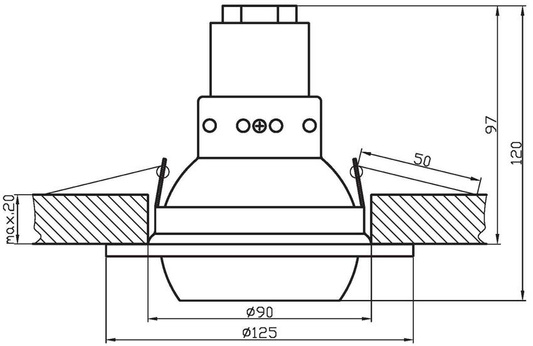 Oprawa stropowa ruchoma mosiądz OZR-06 2272835