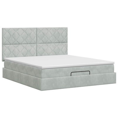 Łóżko ottoman z materacem jasnoszary 140 x 190 cm Welur