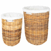 Kosz na pranie z pokrywą 2 pcs Naturalny Brąz Rattan Kubu