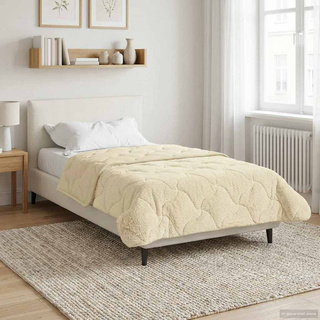 Zimowa Kołdra Kremowy 155 x 220 cm Mikrofibra i Fleece Teddy