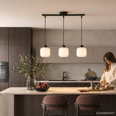 ESTILO lampa wisząca czarny 3x40W E27 klosz biały