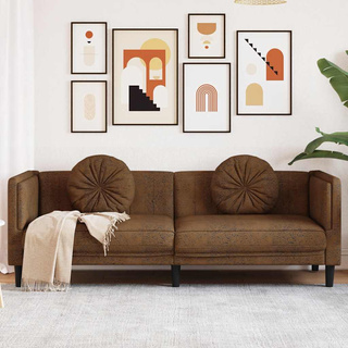 Sofa 3-os., brązowa, sztuczna skóra zamszowa