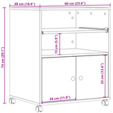 Szafka pod drukarkę, z kółkami, dąb sonoma, 60x48x74 cm