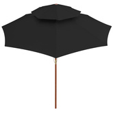 Parasol ogrodowy z dwupoziomową czaszą, czarny, 270 cm