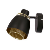 Aleksandria lampa kinkiet czarny e14 klosz czarny+złoty