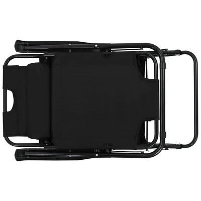 Składane leżaki z podnóżkiem, 2 szt., stalowe, czarne