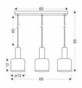 Isar Lampa Wisząca Czarny 3X40 E27 Klosz Bursztynowy
