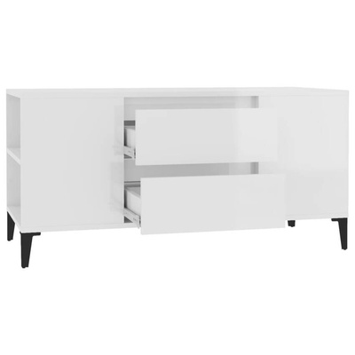 vidaXL Szafka pod TV, wysoki połysk, biała, 102x44,5x50 cm