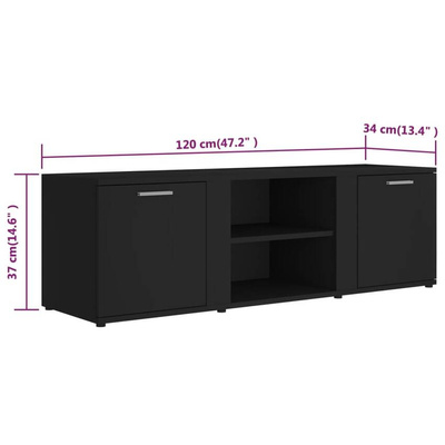 vidaXL Szafka pod TV, czarna, 120x34x37 cm, materiał drewnopochodny