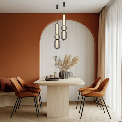 Lampa wisząca druciana PUMA z podłużnym kloszem 14 x 71 cm – designerskie oświetlenie salonu LED 3000K